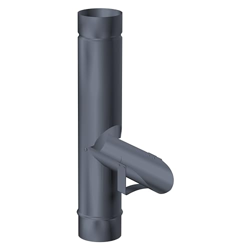 SAREI Regenrohrklappe für Dachrinne, anthrazit, Fallrohrklappe aus Aluminium, Regenwasserklappe, Wasser sparen, Regen nutzen, 100 mm Nennweite