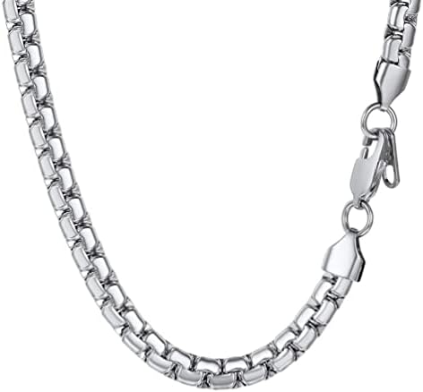 PROSTEEL Men 6MM Box Chain Necklace, 14/18/20/22/24/26/28/30 Inches, 316L Stainless Steel/Gold Plated (with Gift Box, Velvet Pouch)