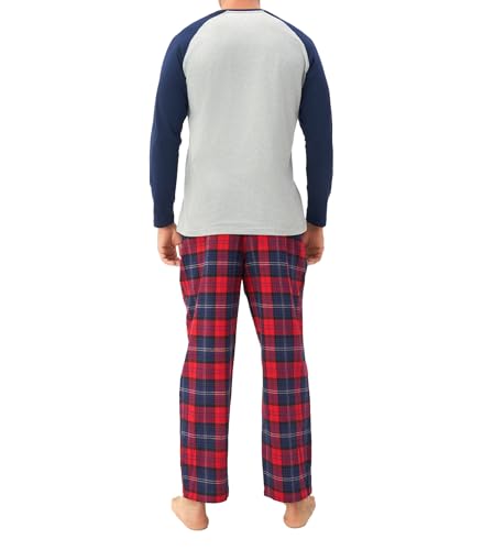 DAVID ARCHY Mens Pajamas Set - Soft Pj Sets for Men Long Sleeve Pajamas Men Cotton Mens Pjs Sets Loungewear with Pockets