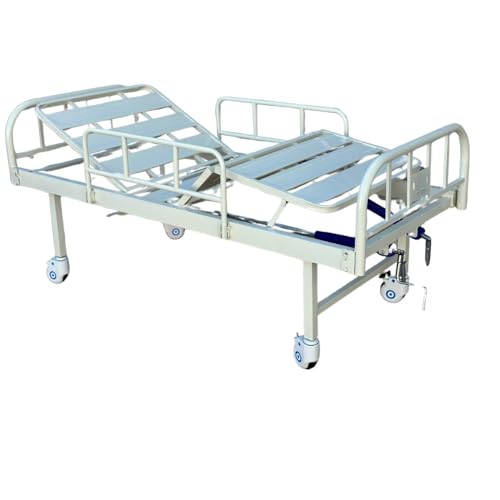 Cama Hospitalar Manual 2 Movimentos, Estrutura em Aço Carbono, Grades de Proteção, Rodas com Freio, Capacidade 180kg