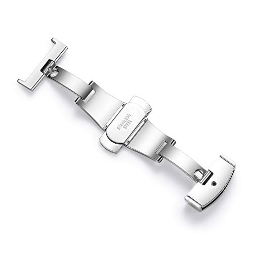 Stainless Steel Deployment Clasp Fasten Gold/Glossy Black/Silver/Rose Gold Watch Band Buckle Color & Width (14mm, 16mm, 18mm, 20mm, 22mm)