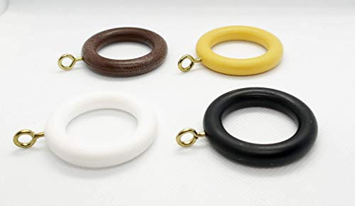 Walnut Plastic Curtain Rings with Golden Eyelets and White Hooks 30mm Inner Diameter Wood effect rings Pack of 10 (Walnut, 30mm) - Image 4