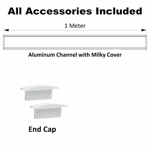 Image of (25x12mm LED Strip Light 1Meter Aluminium Rectangular Conciled Profile Light Channels with Diffused Cover, End Caps and Mounting Clips Without LED Straight Linear - Pack of 5