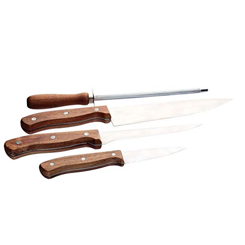 Jogo de 6 Peças para Churrasco em Inox com Cabo de Madeira Dynasty Preto