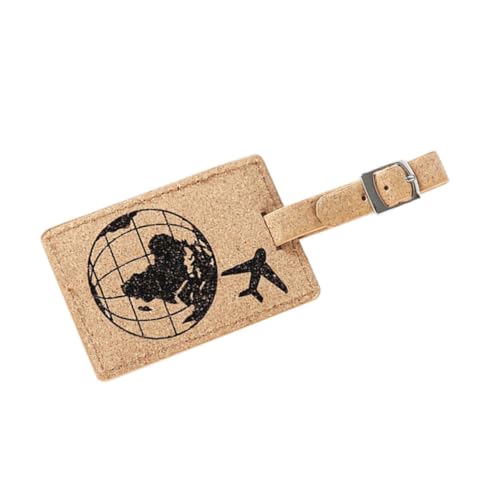 SWOOMEY Juego de Etiquetas y Conector de Correa para Equipaje de Cuero Diseño de Madera, Fácil Identificación para Mochilas y Maletas en Uso de Viaje