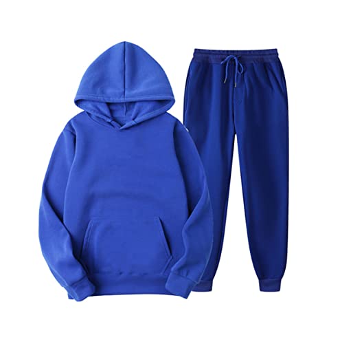 Survêtement à capuche unisexe bleu noir pour stopper le froid grâce au pantalon en polaire