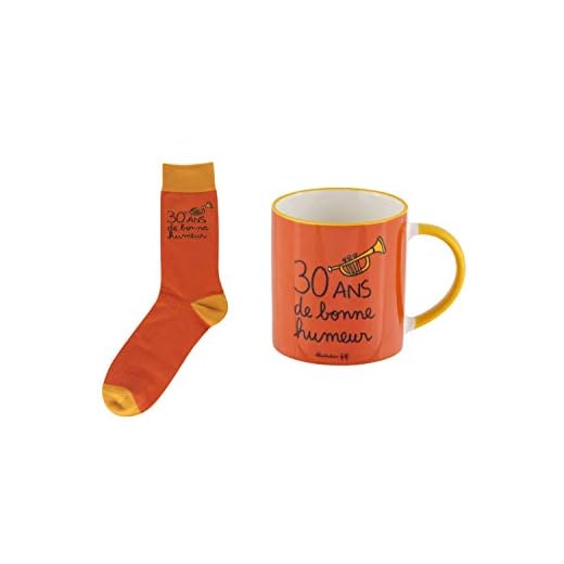 Dlp-lot - Taza y calcetines (talla única), 30 años de buen humor, color naranja