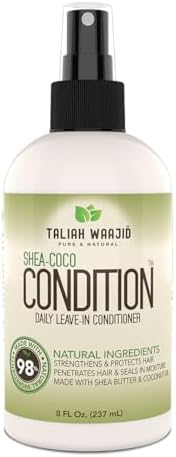 Taliah Waajid Shea-Coco Daily Leave-In Conditioner – 8oz – Moisturizing Detangler for Natural Curly, Kinky & Wavy Hair – Lightweight Hydration with Shea Butter & Coconut.