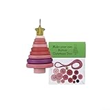 DIY Button Ornament Kit for Christmas with Materials to Create Handmade Holiday Decorations Featuring Santa Claus, Snowmen, Angels, and Christmas Trees, Family Friendly (Pink Christmas Tree)