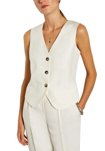 Women's Regular Fitted Suit Vest Business Dress Button Down Waistcoat
