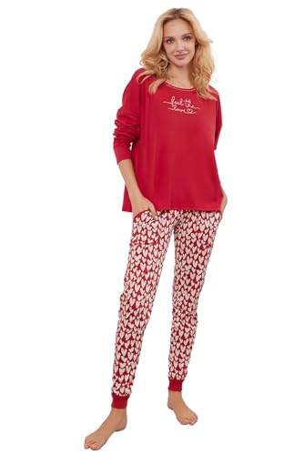 Vêtements de nuit élégants à offrir ensemble de pyjama femme coton à motif cœurs