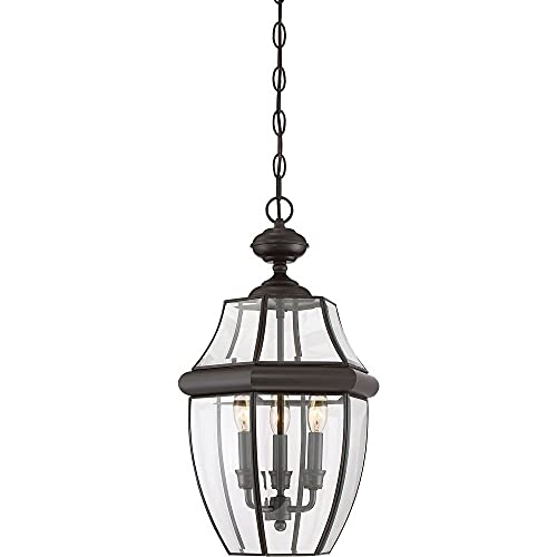 Quoizel NY1179Z Newbury Outdoor Pendant Lantern Ceiling Lighting, 3-Light, 180 Watts, Medici Bronze (21
