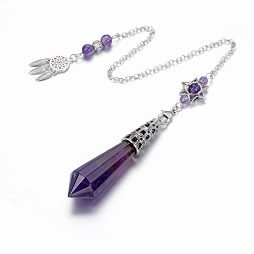 Crystaltears Natural Amethyst Crystal Dowsing Pendulum 12 Facet Reiki Healing Crystal Gemstone Point Pendulums For Divination Wicca Meditation Crystal Therapy #TOP1