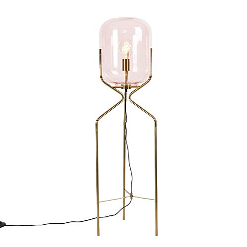 QAZQA bliss - Lampadaire Art Deco - 1 lumière - H 120 cm - Rose - Art Deco - Éclairage intérieur - Salon I Chambre I Cuisine I Salle à manger