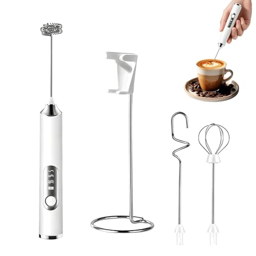 Batidor espumador de leche de acero inoxidable con soporte de diseño minimalista 2