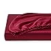 Queen Silk Satin Fitted Sheet, Soft Deep Pocket Single Bottom Bed Sheets Sold Separately, Wrinkle Free, Non- Fading, Breathable, Fully Elasticized(Queen Size, Burgundy)