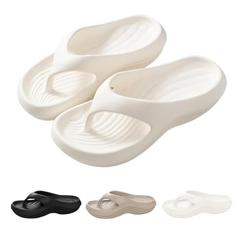 Pillow Arch Support Flip Flops,Summer Plantar Fasciitis Flip Flops for Women Men,Arch Support Recovery Walking Sandals,Orthopedic Beach Slippers Non-Slip Comfort Lightweight(White,40/41)