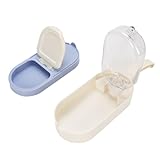 Portable Dog Water Dispenser, Leakproof Pet Water Bottle and Food Dispenser Multipurpose for Outdoor Walking Hiking Camping, Holds Up to 250ml Water, 90g Food (Blue)