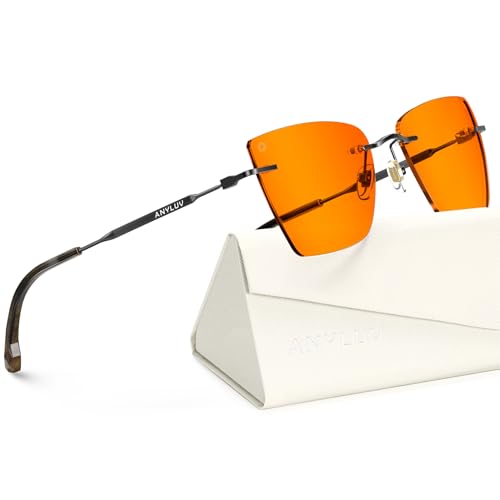 Image of ANYLUV Rimless Blue Light Glasses for Women /Men, Fashion Lightweight Blue Light Blocking Glasses with Stylish Metal Temples