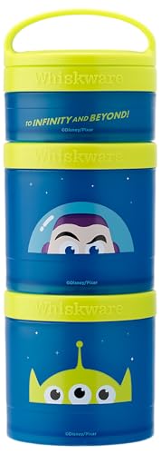 Image of Whiskware Disney Pixar Stackable Polypropylene Snack Containers for Kids and Toddlers, 3 Stackable Snack Cups for School and Travel, Toy Story Buzz Lightyear