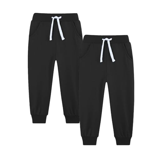 Xiaojmake Boys Girls Athletic Sweatpants 2 Pack Cozy Soft Casual Warm Fleece Lined Jogger Basic Track Pants for Kids 5-14T