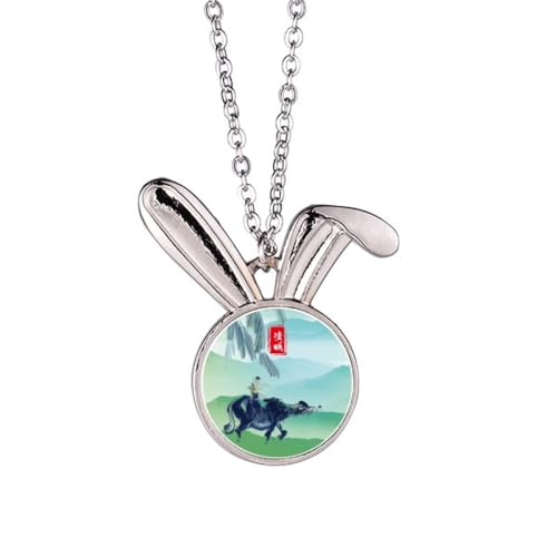 Collier lapin Excited Insects Twenty Four Solar Term pendentif original chaîne ajustable