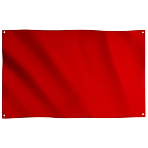 Runesol Rote Flagge, 91 x 152 cm, 3 x 5 Fuß, einfarbiges rotes Banner, Rennbanner, 4 Ösen, Ösen in jeder Ecke, Premium-Flaggen, innen, außen, lebendige Farben
