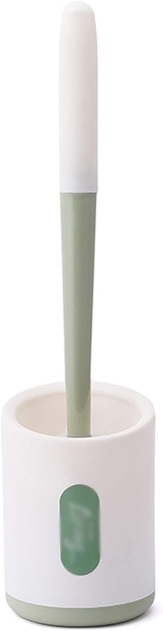 toilet brush, Perforated Wall-mounted Nylon Bristles 360-degree Cleaning Bathroom Toilet Brush with Base(Green)