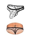 sunshinelady String Tanga Männer Mesh Unterhose Thong Große Größen Unterwäsche Mit Pouch Atmungsaktive Slips Niedrige Taille Dessous Sissy Panties Elastic Underwear 1piece-schwarz,L