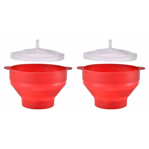 Buhdjfnke Recipiente de Silicona Plegable para Palomitas de Maíz con Tapa, Reutilizable, Apto para Horno, Ideal para Entretenimiento en el Hogar, Palomitero de Silicona