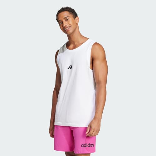 Adidas Uomo Essentials Small Logo Single Jersey Tank Top, White/Black, S