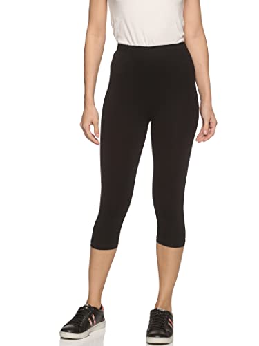 Image of OUTFLITS Women's Knee-Length Cotton Spandex Essential Capri Stretchy Leggings |Small - 2XL Adult |Yoga Leggings, Workout, Gym, Running 3 /4th Leggings for Women(OFLLC)