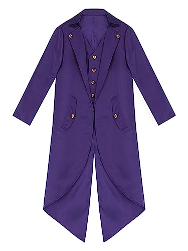 renvena Boys Girls Steampunk Tailcoat Jacket Kids Medieval Vintage Victorian Gothic Frock Coat with Hat3