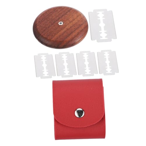 Luxshiny Couteau à Pain Lame En Alliage Et Bois Forme Ronde, Kit 5 Lames Remplacement, Outil De Marquage De Pâte Pour Boulanger Pâtissier, Usage Maison Et Cuisson Pain Étui Cuir Rouge