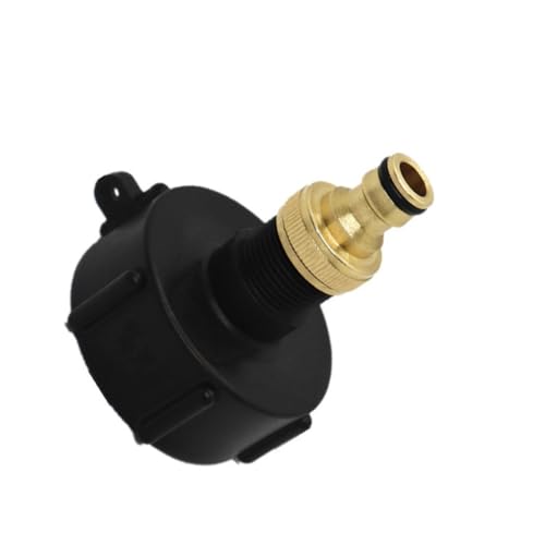 Moliuoly Adaptador de manguera IBC 3/4' conector S60x6 de plástico y latón, compatible con válvula de bola DN40/DN50 para depósito de agua IBC 1000L, negro