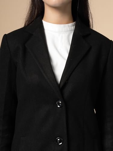 Image of CHKOKKO Women Chic Winter Coat Single Breasted | Knee Length Design with Buttoned Closure and Practical Front Side Pockets for Stylish and Comfortable Wear