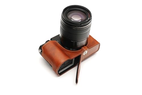Demi housse caméra Panasonic GX9 GX7 Mark III cuir véritable véritable fait main roux