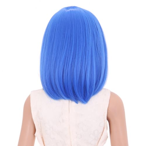 Image of Lake Blue Wig with Bangs Teal Blue Wigs Bluish Green Short Bob Wig Daily Halloween Cosplay Synthetic Wigs