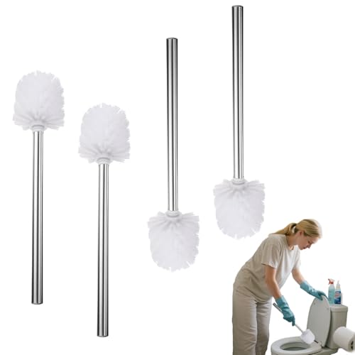 Escobilla para WC con mango de acero inoxidable 304 – Juego completo de 4 piezas para limpieza higiénica del baño con cabezales reemplazables