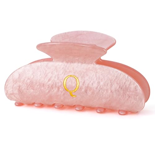 Image of Personalized Birthday Gifts for Daughter,Initial Cute Hair Clips Hair Claws for Women Friends Female Friendship Girlfriend Wife Gifts Idea - Pink,Q