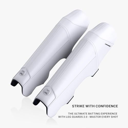 moonwalkr Cricket Leg Guard 2.0 Protective Gear for Unisex of Batter's Height (5'4"-5'8") Cricket Pads Batters Leg Guard & Perfect for Running Between Wickets (White, Medium) - Thumbnail 6