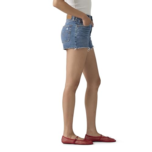Levi's 501 Original High-Rise Jean Shorts for Women, Size 26, Med Indigo - Worn In