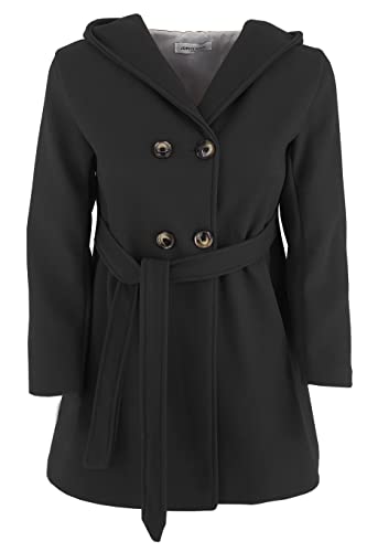 JOPHY & CO. Manteau pour fille double boutonnage avec capuche et poches (cod. 2078), Noir , 10 ans