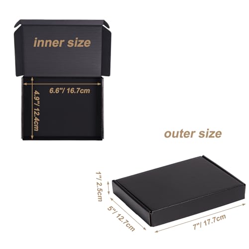 Image of ZBEIVAN 7x5x1 Black Small Shipping Boxes, 30 Packs Corrugated Cardboard Mailer Boxes for Packaging Small Business Mailing Gifts Wrap Boxes with Lids