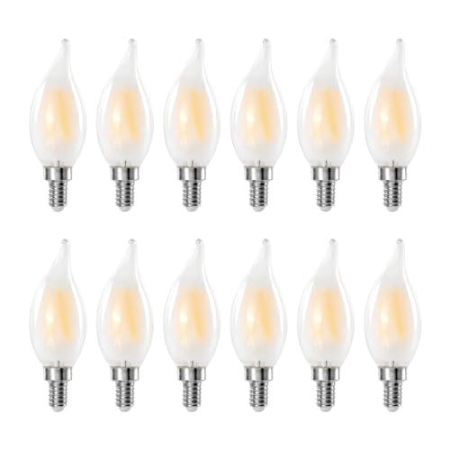 Decoaui E12 C11 LED Chandelier Light Bulbs, 4W (40W Equivalent), Dimmable, Frosted Glass...