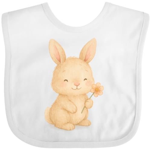 inktastic Cute Bunny Holding Flower Baby Bib
