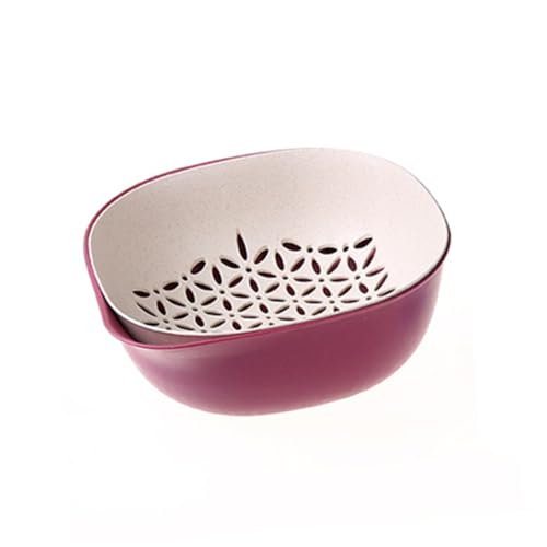 JECOMPRIS Scolapasta Doppi Strati Sicura per Frutta e Gocciolatoio Lavello Rapido e Multifunzionale Scolapiatti e Contenitore Lavabile per Cucina Rosso Vino