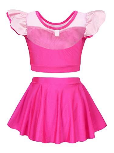 Wonderbabe Aurora Swimsuit For Girls Princess Cosplay Bathing Suit Summer Swimwear For Beach Holiday 4-5T Pink #TOP1