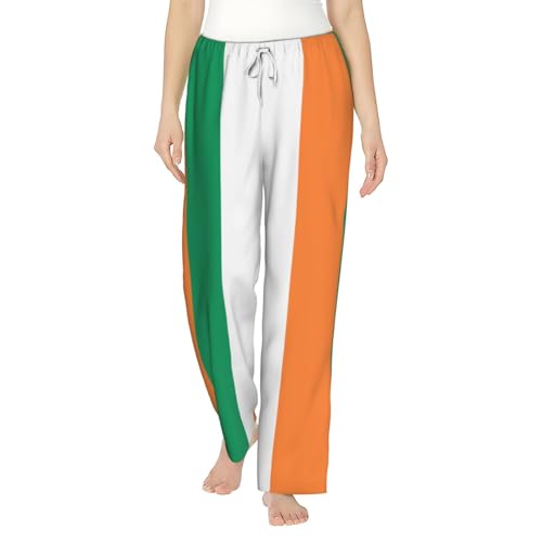 Pantalon de détente doux grande taille femme homewear imprimé vert trèfle