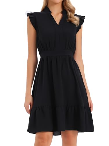 Robe sans manches femme col en V fluide volants chic tenue été 2026